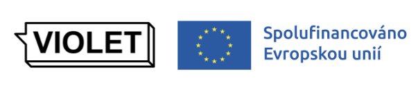 Logo projektu Violet. Logo Evropské unie doprovozené textem: Spolufinancováno Evropskou unií