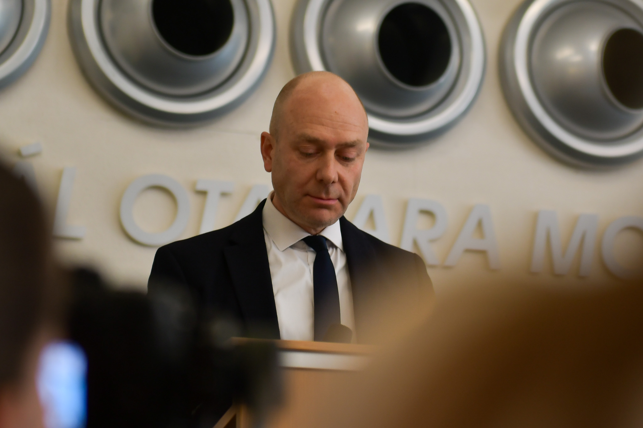 The photography of hungarian ombudsman Dr. Ákos Kozma delivering a speech.