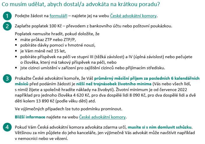 Návod, jak dostat advokáta na krátkou poradu: detailní popis postupu ve třech navazujících krocích.